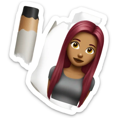 Tattooed woman with long straight burgundy hair sticker