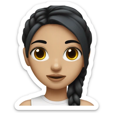 a girl with black hair, eyebrow piercings and eyebrow slit sticker