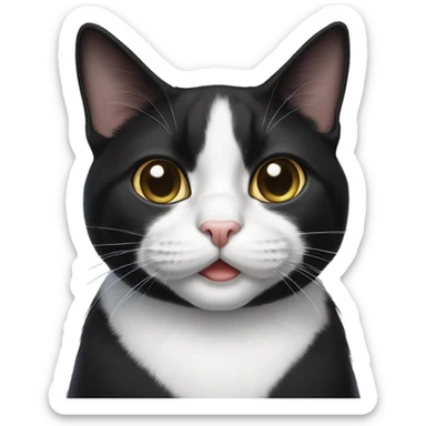 Tuxedo cat with white moustache sticker