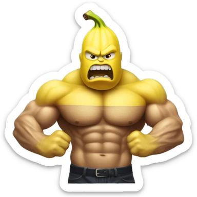 Very muscular angry banana man sticker