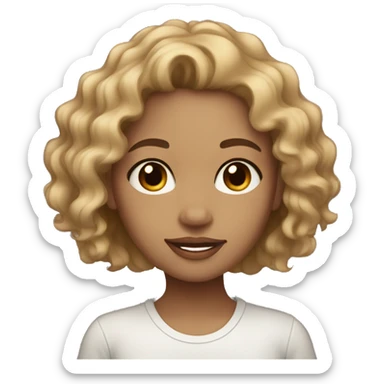Light skin girl with light brown wavy hair brown eyes  sticker