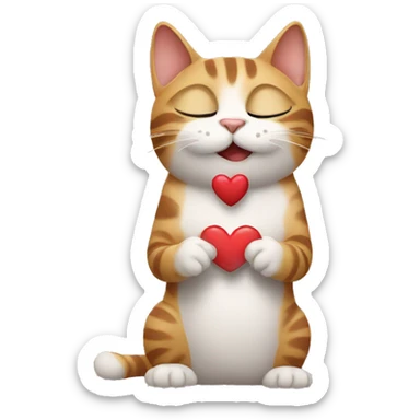 Cat giving a kiss with heart sticker