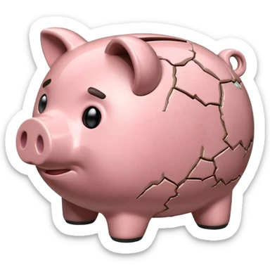 emoji of sad piggy bank, right view sticker
