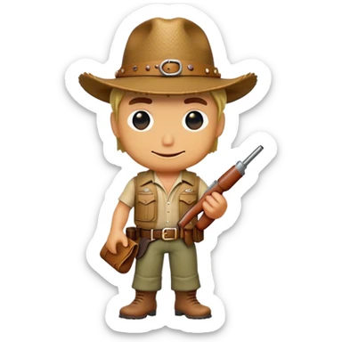 Cinematic Realistic Crocodile Dundee Pop Culture Emoji, depicted with rugged charm and adventurous spirit rendered with lifelike detail and cinematic lighting. sticker
