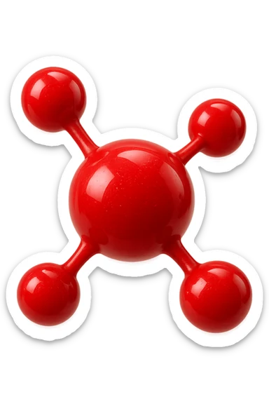 molecola chimica rossa, iperrealistico 4k, isolato su sfondo bianco, iperrealistico 4k, isolato su sfondo bianco sticker