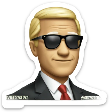 A dollar bill featuring a president with sunglasses sticker