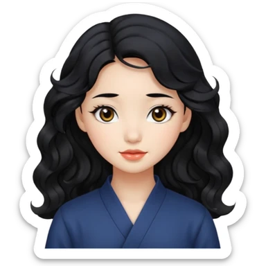 Beautiful girl,Black hair,wavy hair，long hair,Black eyes,Chinese sticker