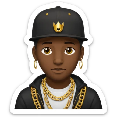 black guy with golden chains eartunnels and a snapback cap sticker