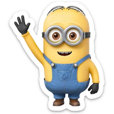 Minion character waving sticker