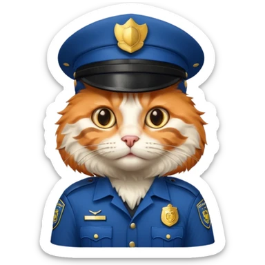 oranh fluffy cat - police officer sticker