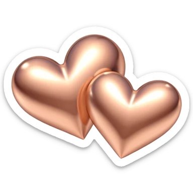 Two rose gold hearts interlinked, metallic finish sticker