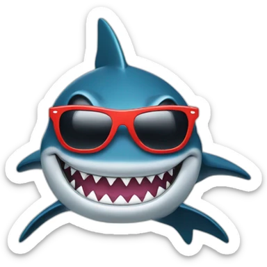 A shark with Sunglasses and a cappy sticker