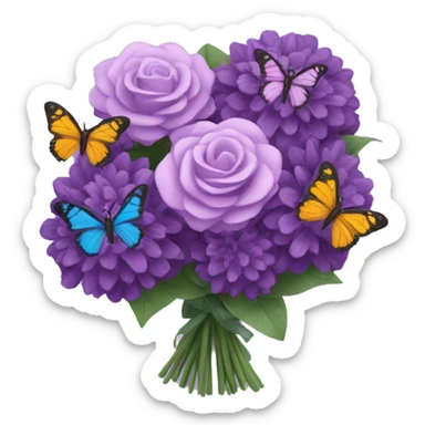Purple bouquet with butterflies sticker