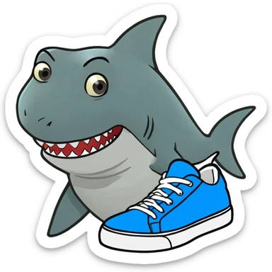 Shark with blue shoes sticker