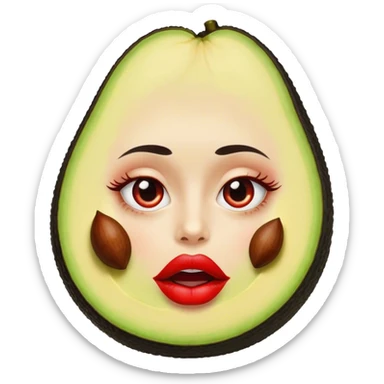 aguacate con labios grandes y rojos y ojos  sticker