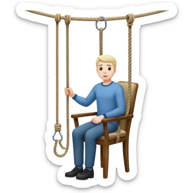 A man standing in the chair and looking at the hanging rope thinking to suicide  sticker