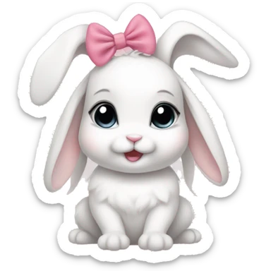Baby bunny with coquette bow on ear sticker