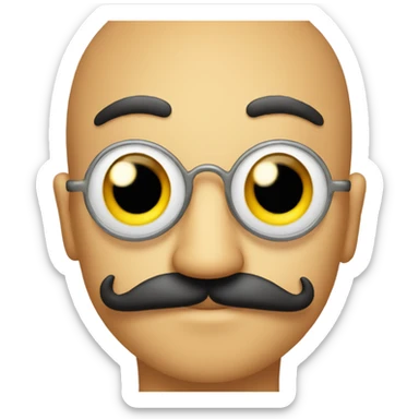 Bug eyed guy with a a moustache  sticker