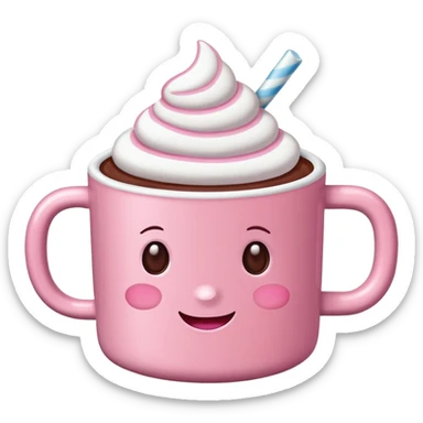 heiße Schokolade mit Marshmallows pink . Keine Gesichter  sticker