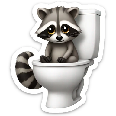 Raccoon sitting on toilet  sticker