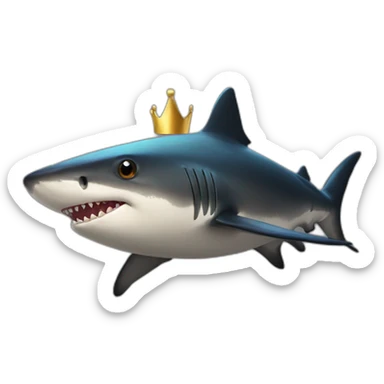 Black shark with a golden crown sitting on its head sticker