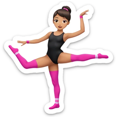 sport stretch dancer in black leotards and pink socks who talk sticker