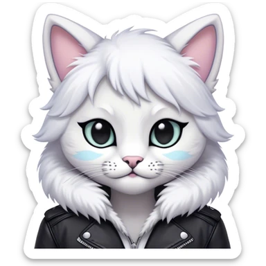 Kawaii dark edgy fantasy pastel ethereal anthro feline fursona animal creature sticker