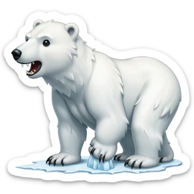 Polar bear with a wolf’s tail, thick neck fur, and long fangs sticker
