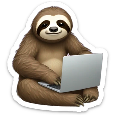 tired Sloth with a laptop sticker
