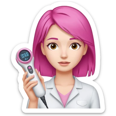 Brunette Female using a pink color hair removal device  sticker