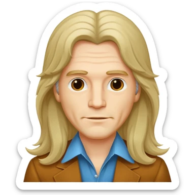 70s 80s men with long silky hair style  sticker