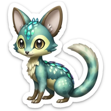 Shiny furry scaley Meloetta-Vernid-Trico-Genet-Pokémon-Fakémon-hybrid-fusion-creature sticker