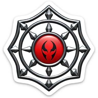 iOS sticker, dark fantasy amulet, black base, red symbol, minimal sticker