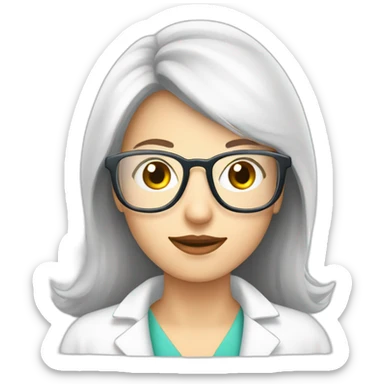 Pharmacist women white skin glasses and test tube sticker