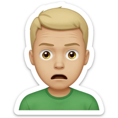 make him in a green T-shirt and much more realistic. the emotion of fear and shock sticker