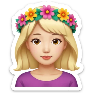 asian woman blonde flower crown sticker
