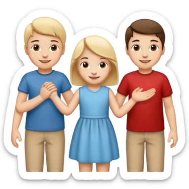 child holding hands with other figures sticker