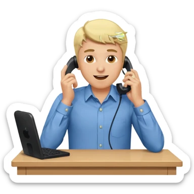 office-boss-excited-phone-desk-blonde-man sticker