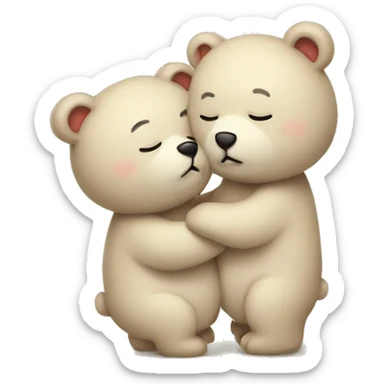 Two cute Japanese art style bears kissing  sticker