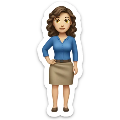 Brunette Caucasian beauty curvy skirt sticker