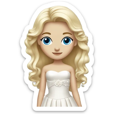 Beautiful blond girl with blue eyes and bowed wedding dress sticker
