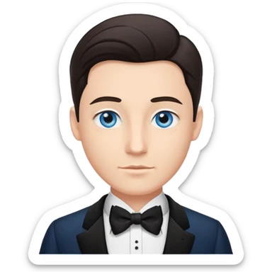 🤵🏼bu emojide sadece göz rengini mavi yap ve Smokinli olsun sticker