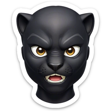 Cinematic Comical black Panther Portrait Emoji, Head tilted dramatically with an exaggeratedly shocked expression, featuring a sleek, muscular body with wide, comically expressive eyes full of humorous disbelief, Simplified yet hilariously expressive features, highly detailed, glowing with a slightly sassy dark glow, high shine, dramatic yet playful, stylized with an air of quirky feline attitude, soft glowing outline, capturing the essence of a meme-worthy black Panther that looks ready to side-eye its way into viral fame! sticker