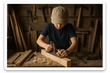 Sartaroshxonada ishlayotgan o'mirin yoshli bola yuzi ko'rinmasin sticker