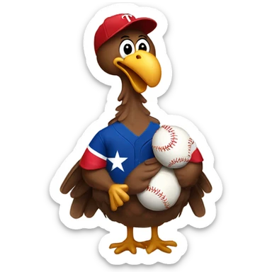 Turkey with baseball texas rangers jersey sticker