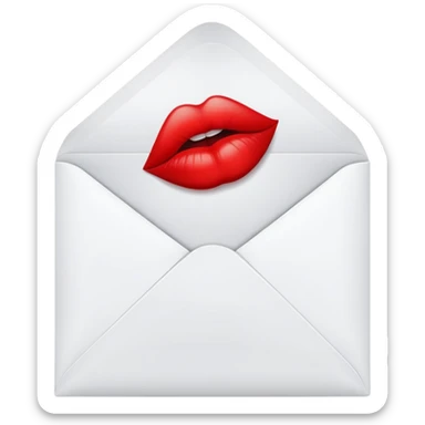 An envelope with a kiss imprint sticker