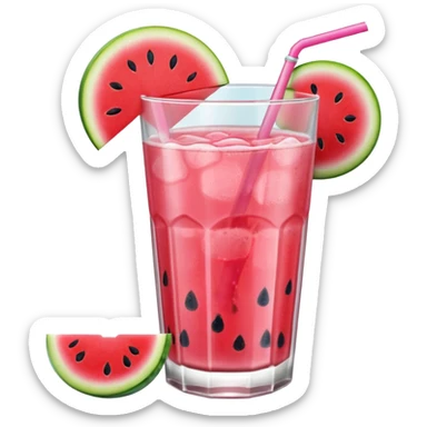 pink lemonade in glass with slice of watermelon on rim sticker
