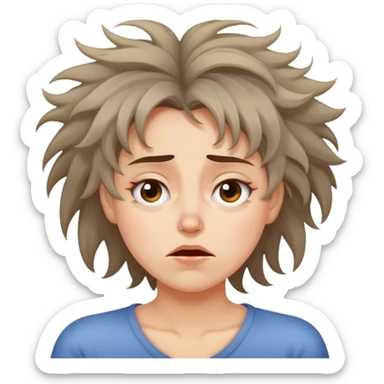 Cinematic Funny Aurora Portrait Emoji, Looking confused as she wakes up, hair a complete mess, blinking sleepily, the struggle of waking up beautifully captured in a hilarious yet endearing moment! sticker