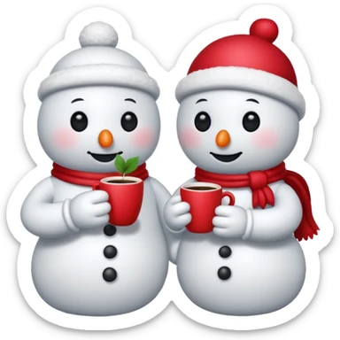 snowmen holding strawberry and coffe sticker