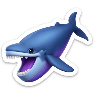 Blue whale purple, open mouth sticker